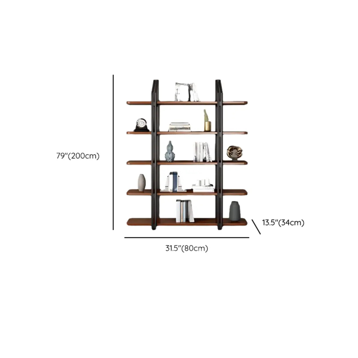 Industrial Pine Black Frame Etagere Large Bookshelf