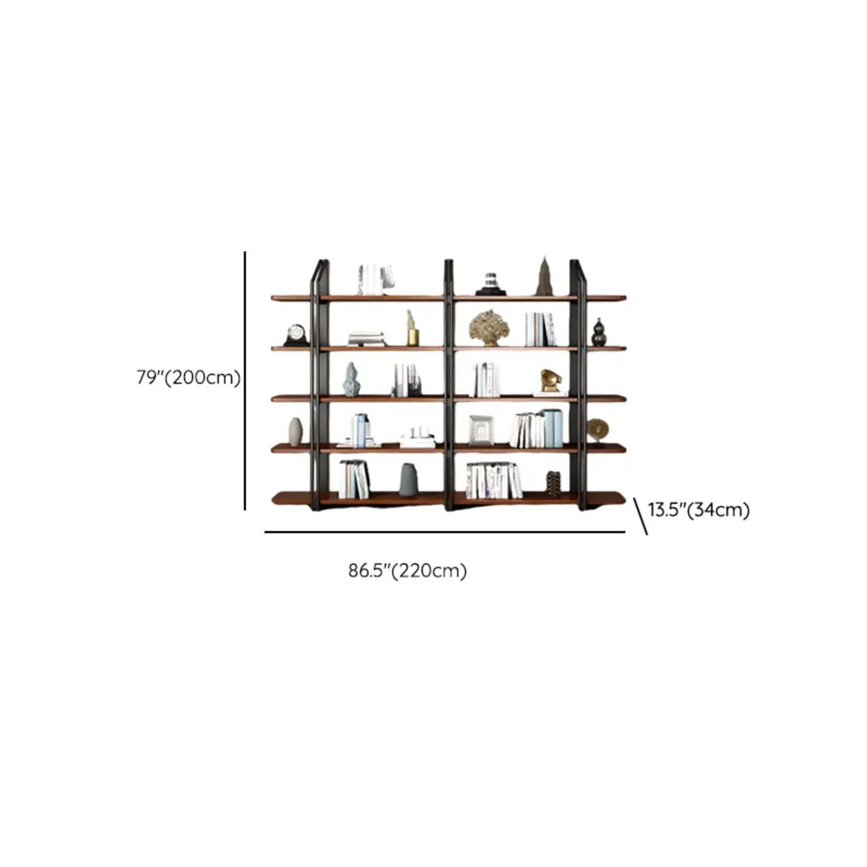 Industrial Pine Black Frame Etagere Large Bookshelf