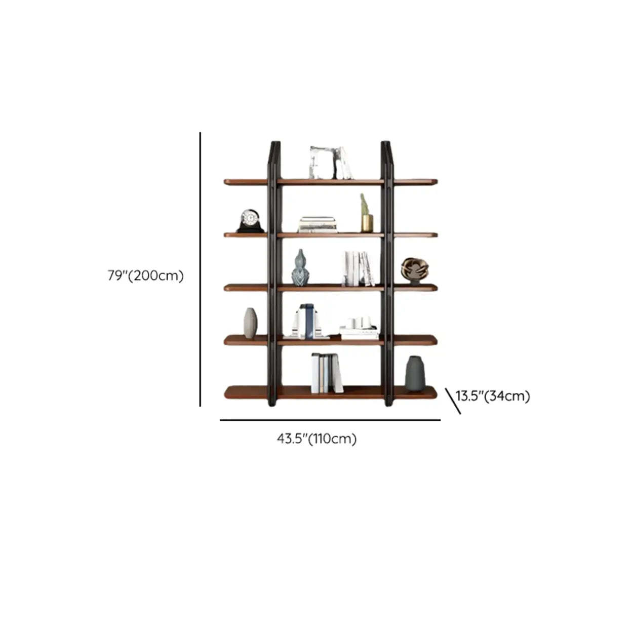 Industrial Pine Black Frame Etagere Large Bookshelf
