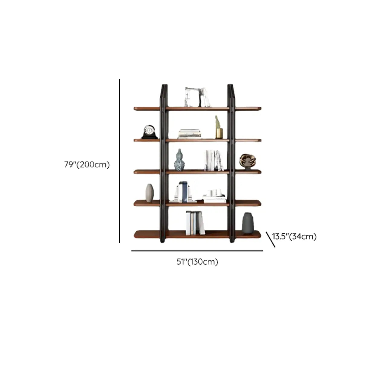 Industrial Pine Black Frame Etagere Large Bookshelf