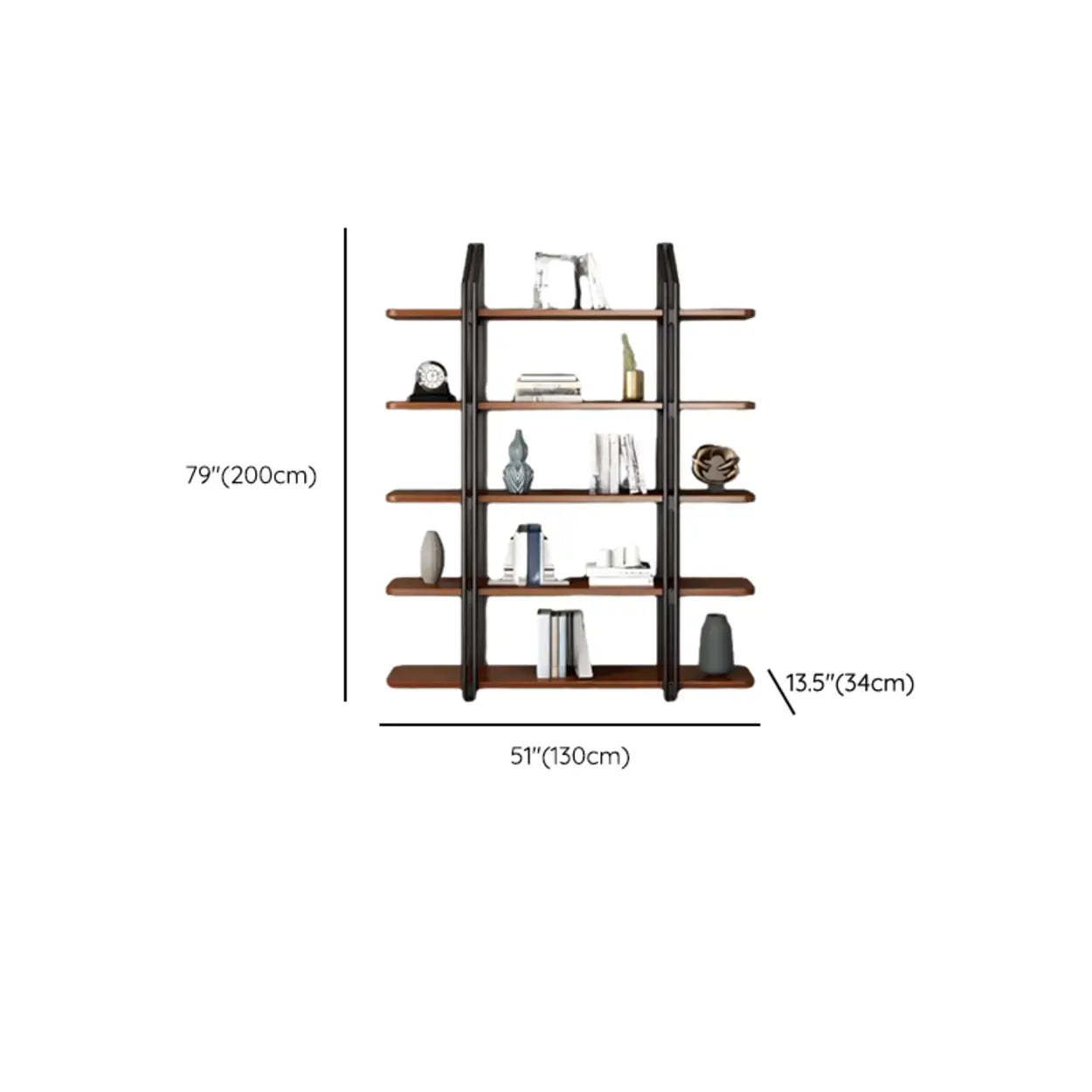 Industrial Pine Black Frame Etagere Large Bookshelf