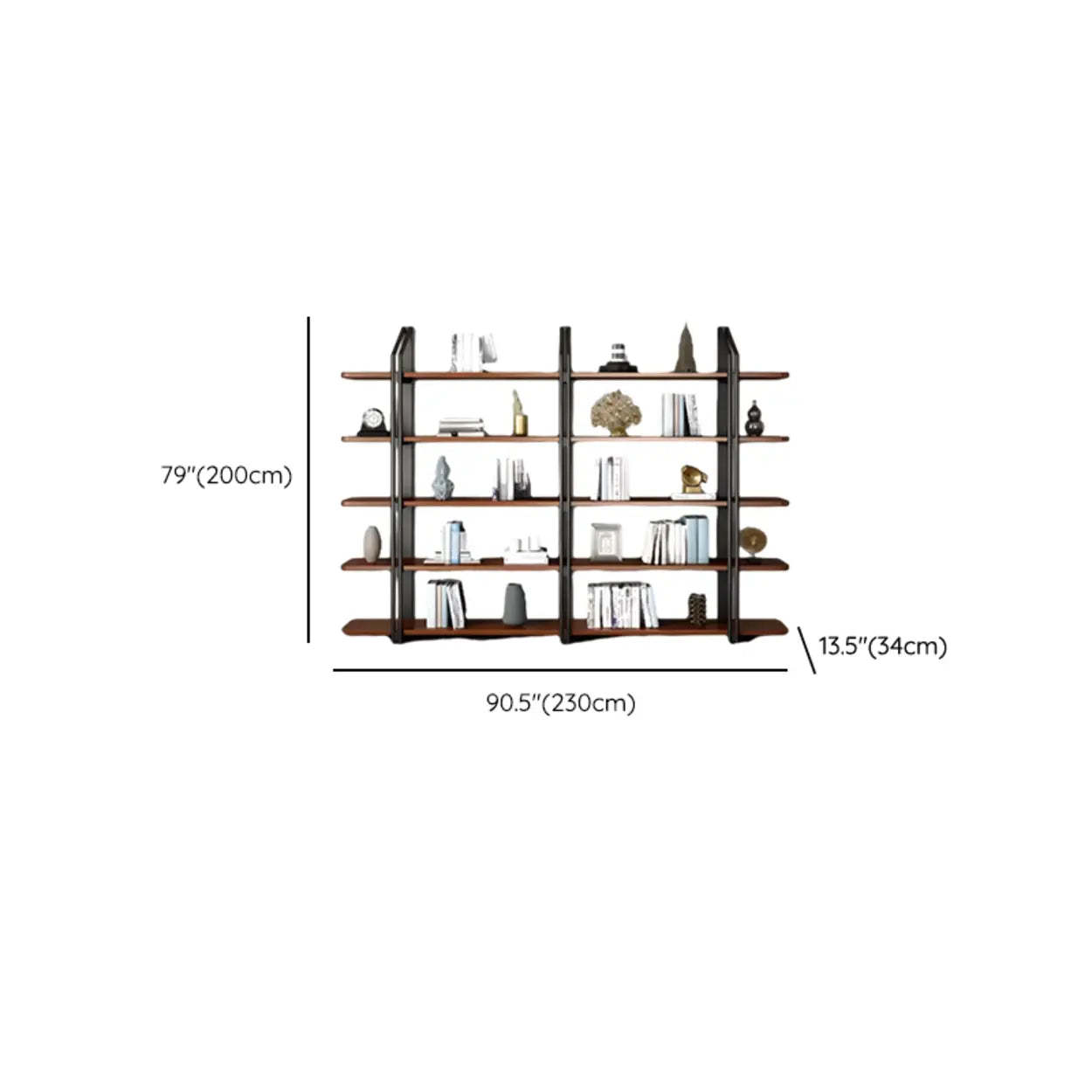 Industrial Pine Black Frame Etagere Large Bookshelf