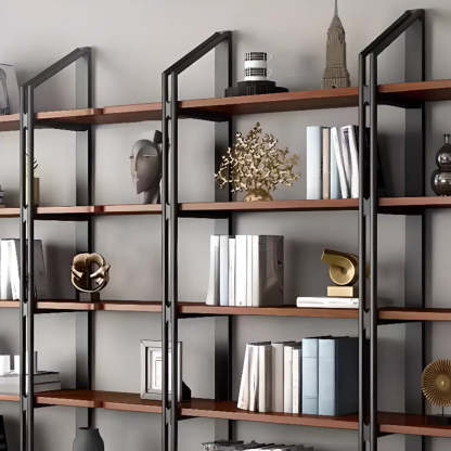 Industrial Pine Black Frame Etagere Large Bookshelf