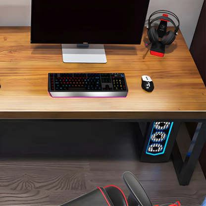 Industrial Pine Wood Sled Double Gaming Desk