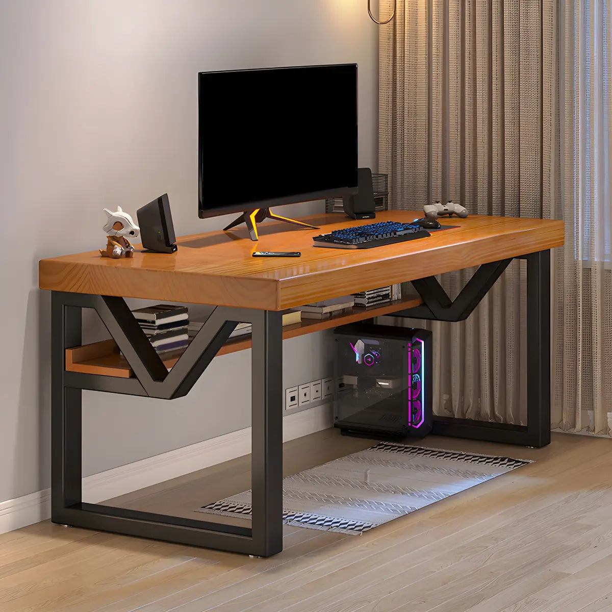 Pine Wood Sled Gaming Desk