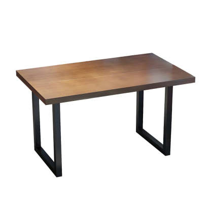 Industrial Rectangular Brown Wood Sled-Base Dining Table
