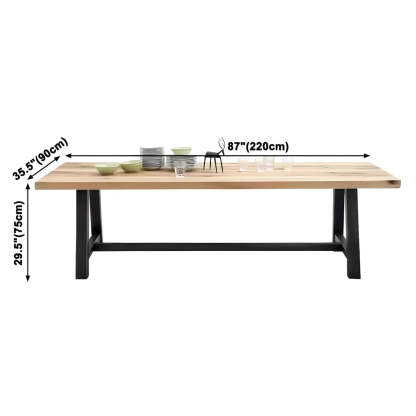 Industrial Rectangular Natural Wood Dining Table