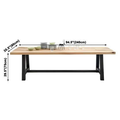 Industrial Rectangular Natural Wood Dining Table