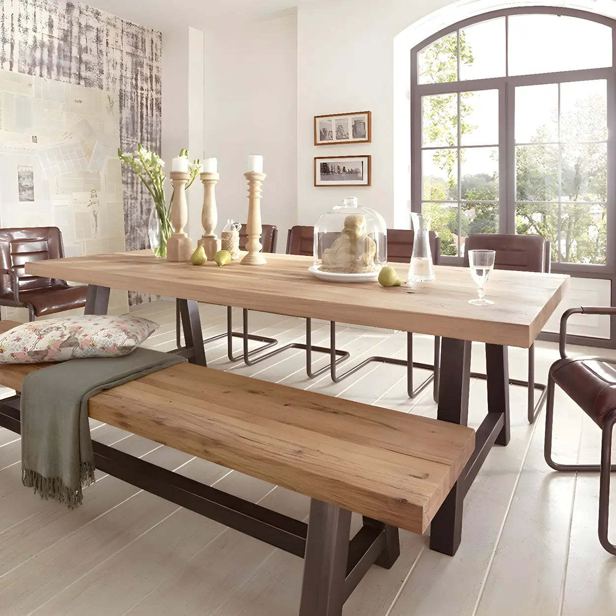 Industrial Rectangular Natural Wood Dining Table — Table Only