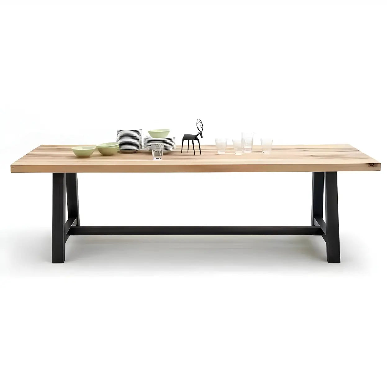 Industrial Rectangular Natural Wood Dining Table — Table Only