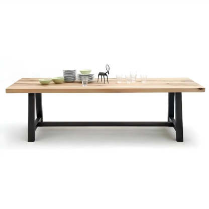 Industrial Rectangular Natural Wood Dining Table — Table Only