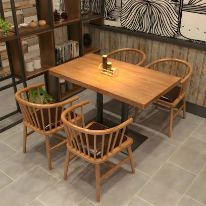 Industrial Brown Wood Dining Table — Table Only