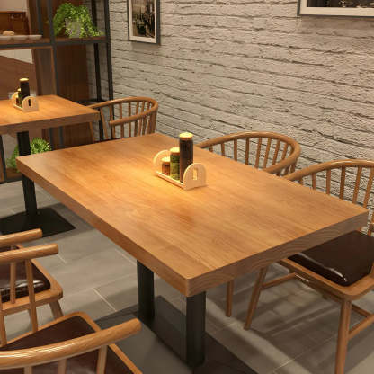 Industrial Brown Wood Dining Table — Table Only