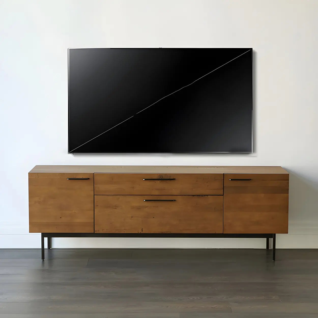 Industrial Rectangular Wood Brown TV Stand