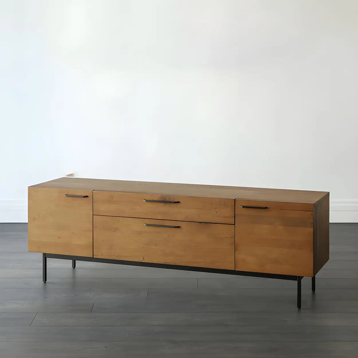 Industrial Rectangular Wood Brown TV Stand