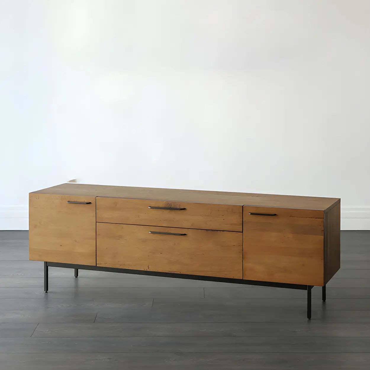 Industrial Rectangular Wood Brown TV Stand