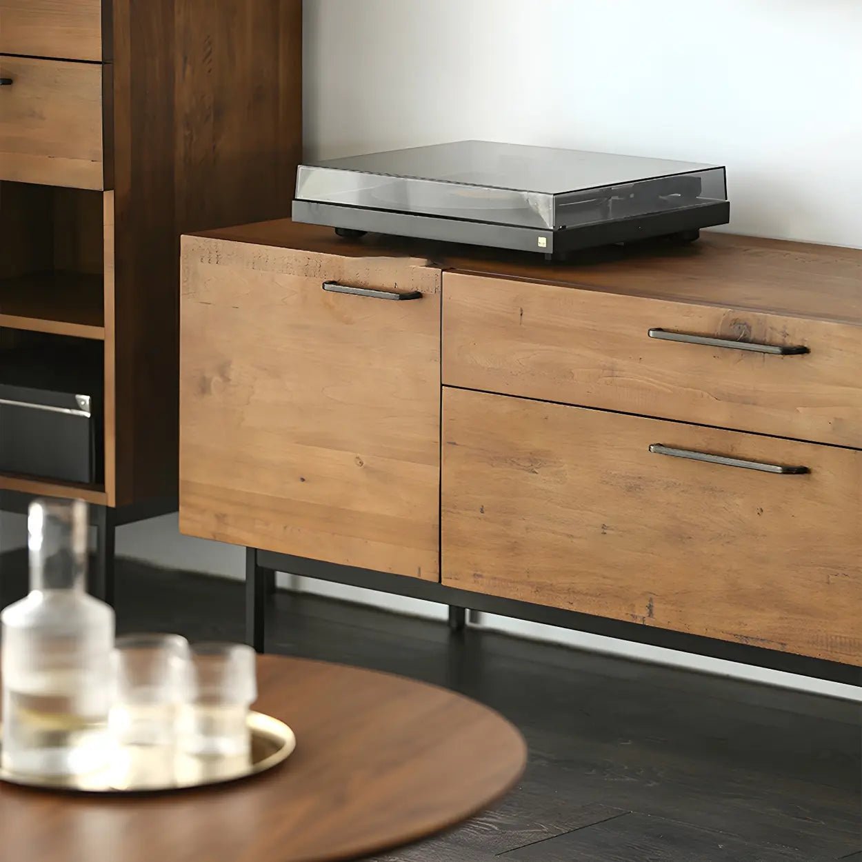 Industrial Rectangular Wood Brown TV Stand