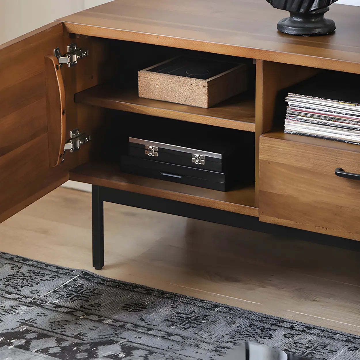 Industrial Rectangular Wood Brown TV Stand