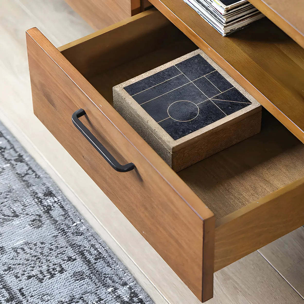 Industrial Rectangular Wood Brown TV Stand