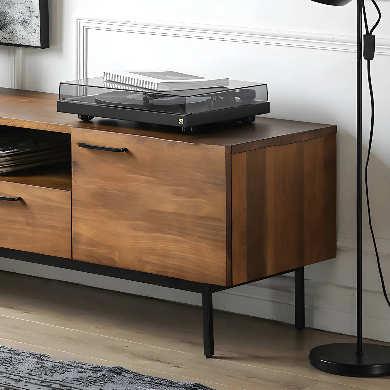 Industrial Rectangular Wood Brown TV Stand