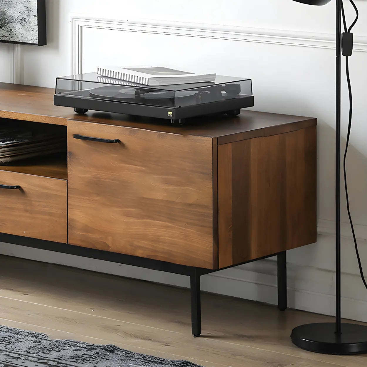 Industrial Rectangular Wood Brown TV Stand