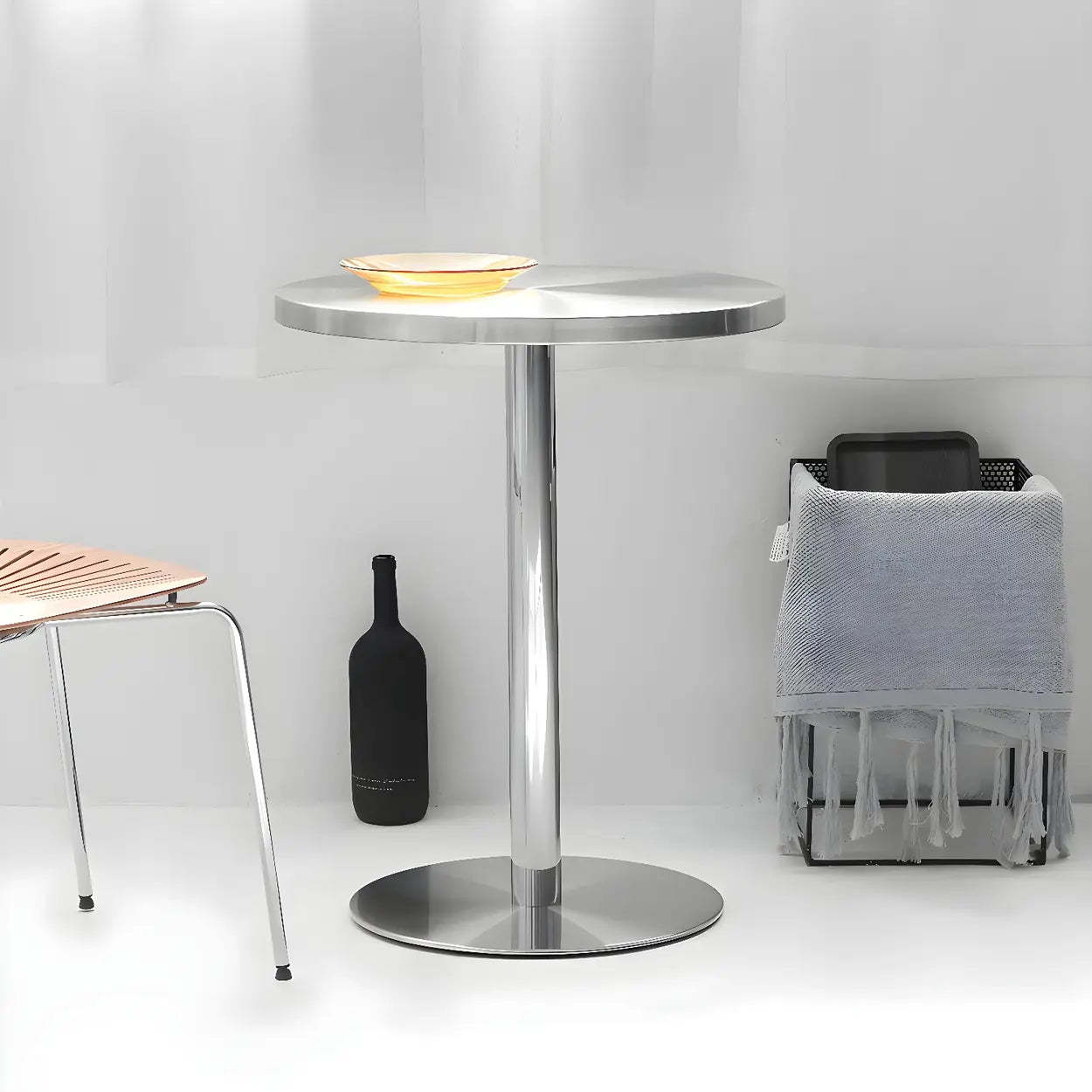 Stainless Steel Industrial Dining Table — Round / Table Only