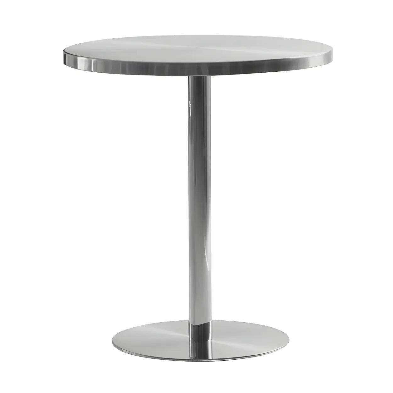 Industrial stainless wood steel dining tables — 23.6"L x 23.6"W x 29.5"H / Round