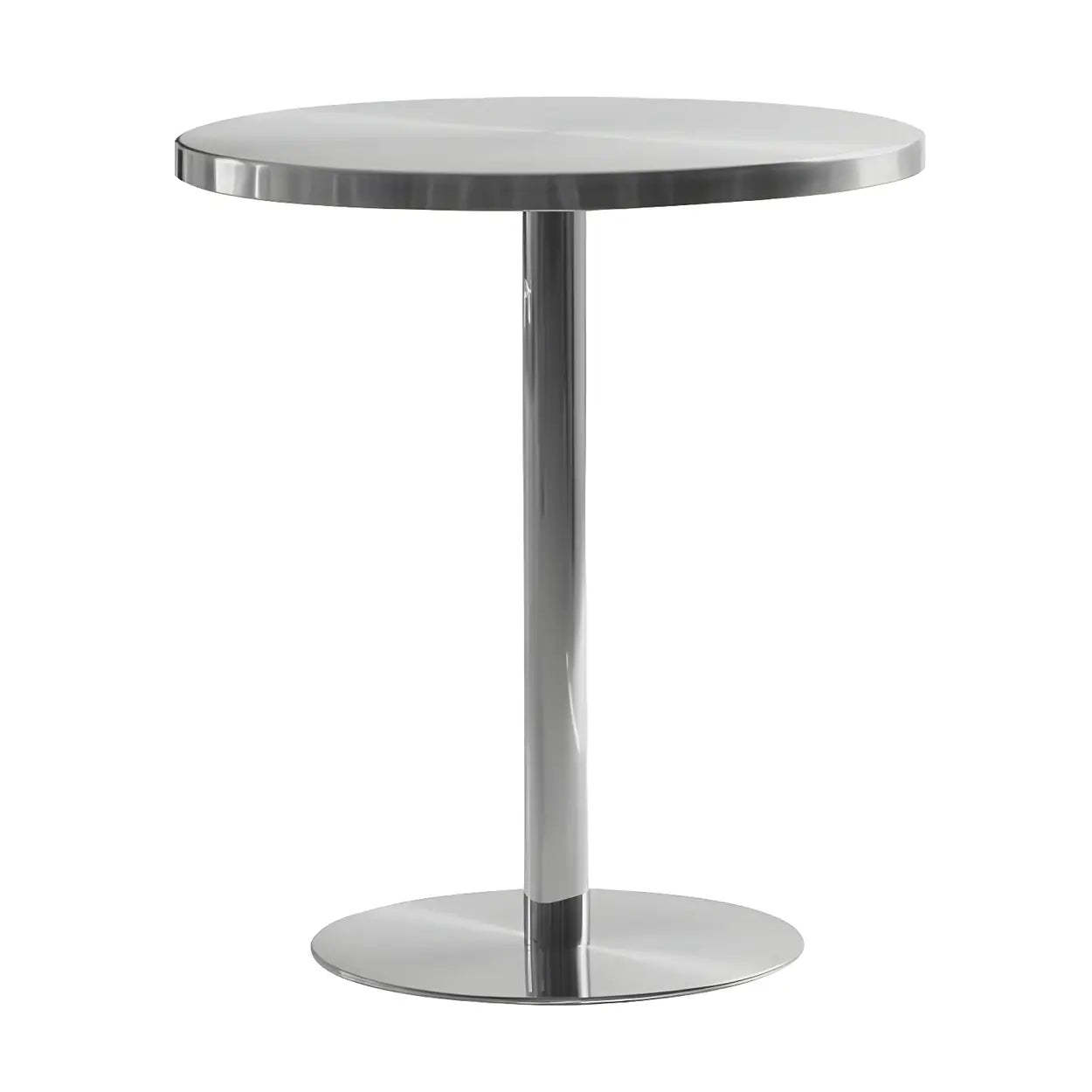 Industrial stainless wood steel dining tables — 23.6"L x 23.6"W x 29.5"H / Round