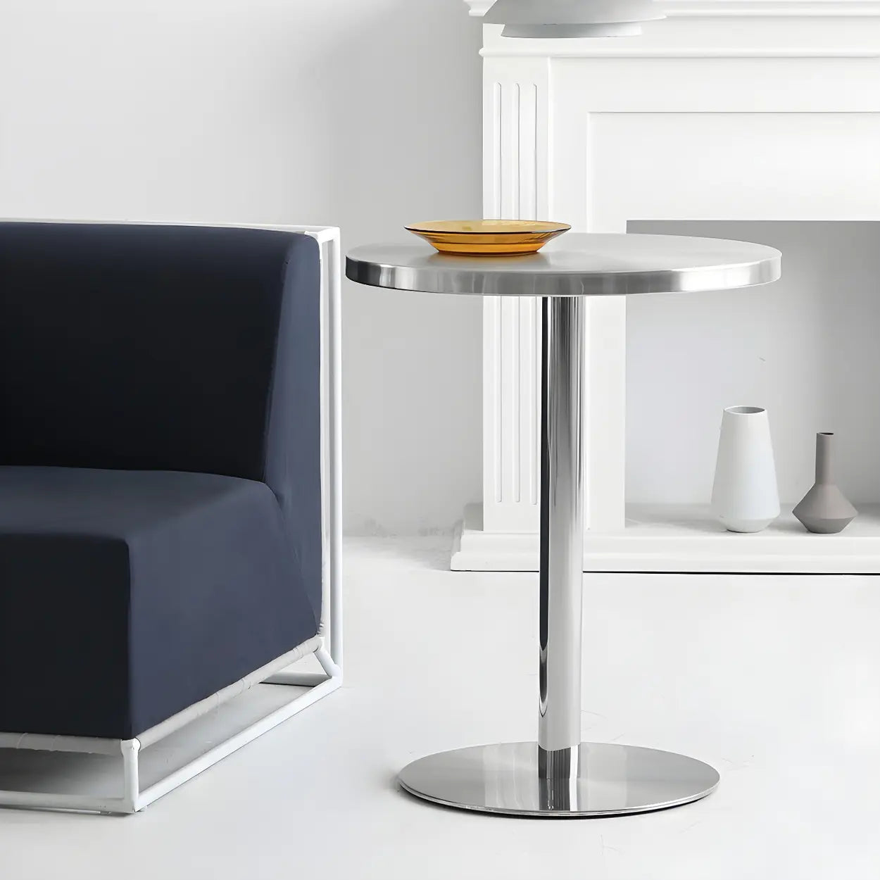 Industrial stainless wood steel dining tables, Lighom — 23.6"L x 23.6"W x 29.5"H / Square