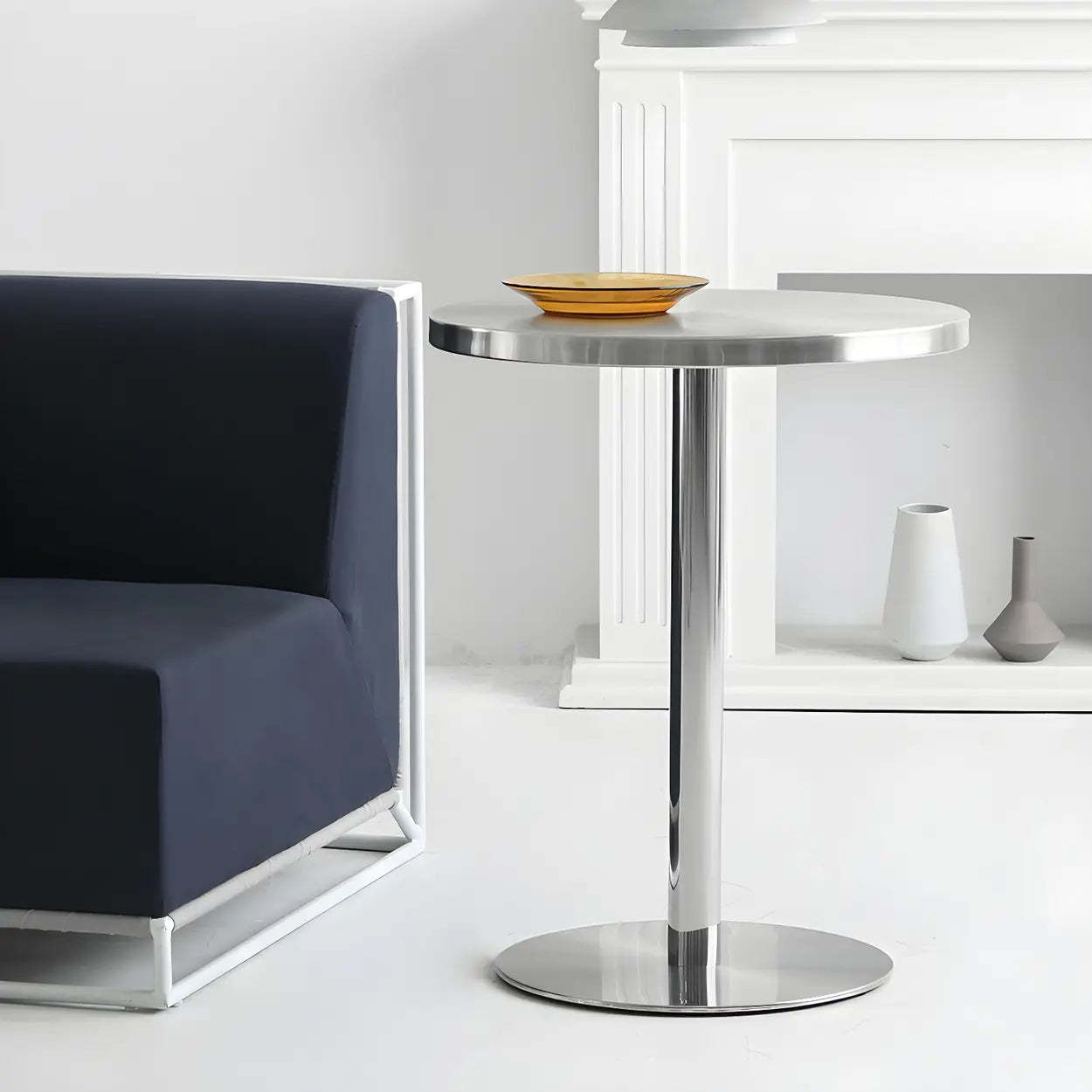 Industrial stainless wood steel dining tables, Lighom — 23.6"L x 23.6"W x 29.5"H / Square