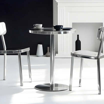 Wood industrial stainless dining tables