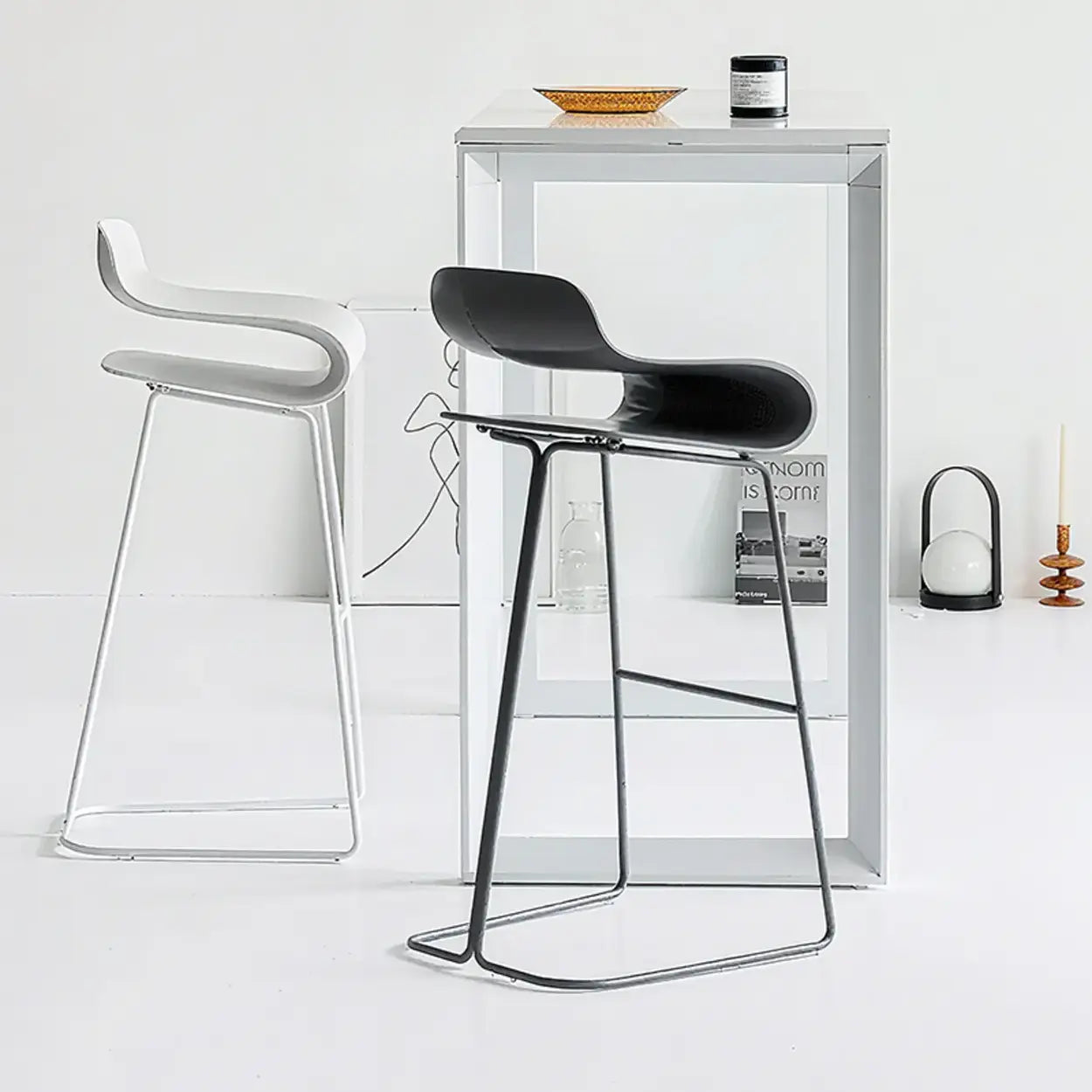 Industrial S-Curve Steel Low Back Armless Bar Stool