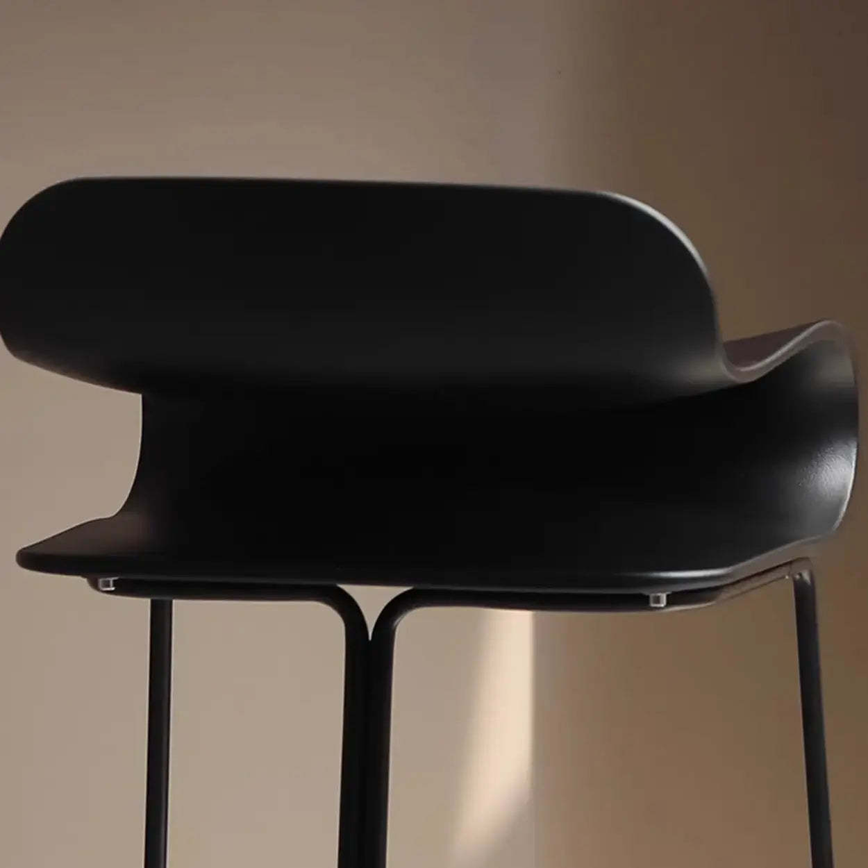 Industrial S-Curve Steel Low Back Armless Bar Stool — Black / 1 Piece