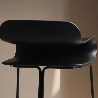 Industrial S-Curve Steel Low Back Armless Bar Stool — Black / 1 Piece