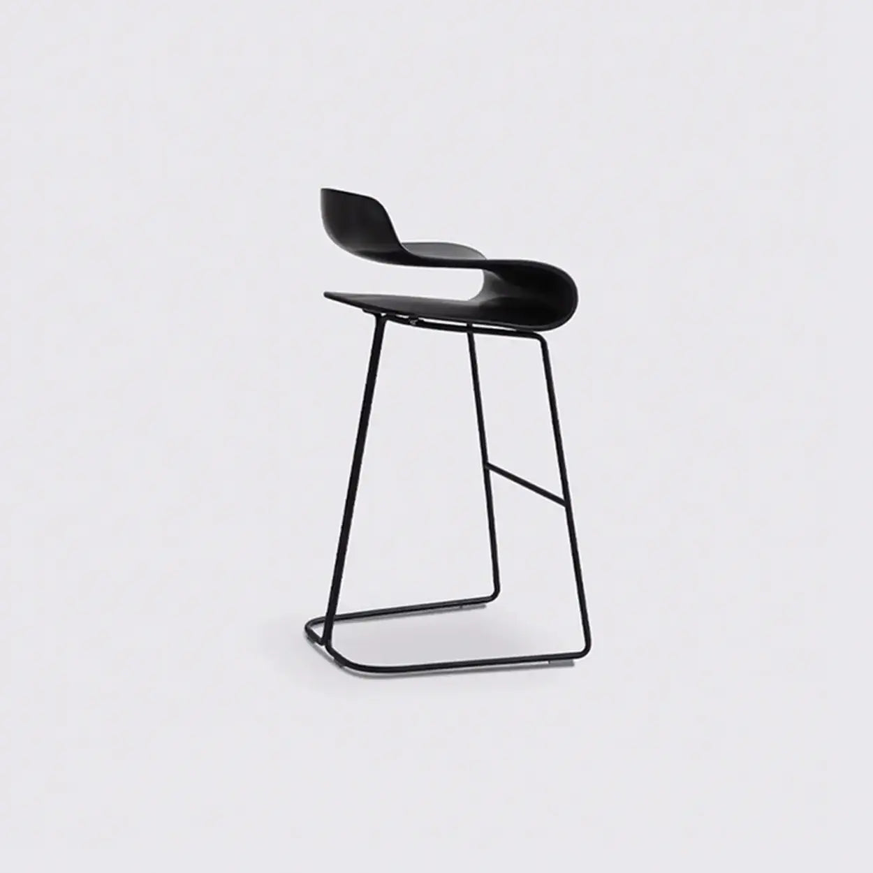 Industrial S-Curve Steel Low Back Armless Bar Stool — Black / 1 Piece