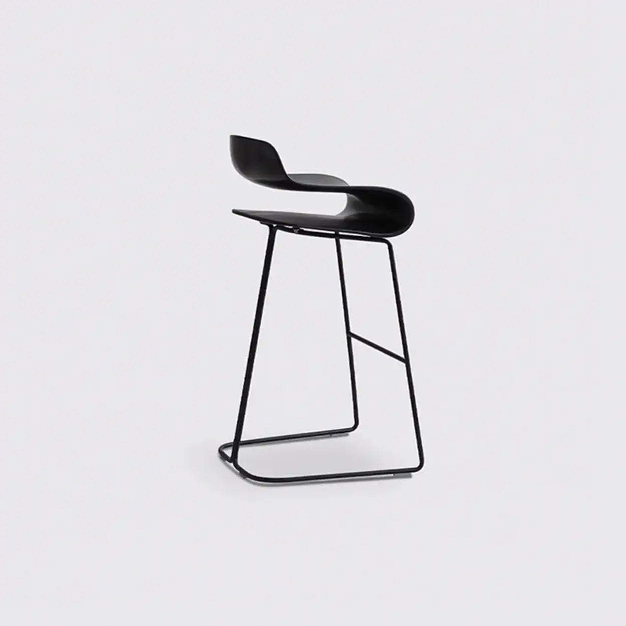 Industrial S-Curve Steel Low Back Armless Bar Stool — Black / 1 Piece