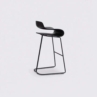 Industrial S-Curve Steel Low Back Armless Bar Stool — Black / 1 Piece