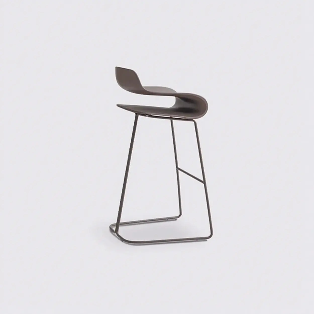 Industrial S-Curve Steel Low Back Armless Bar Stool — Black / 4 Piece Set
