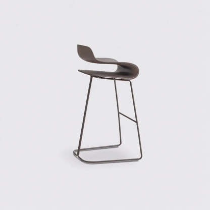 Industrial S-Curve Steel Low Back Armless Bar Stool — Black / 4 Piece Set