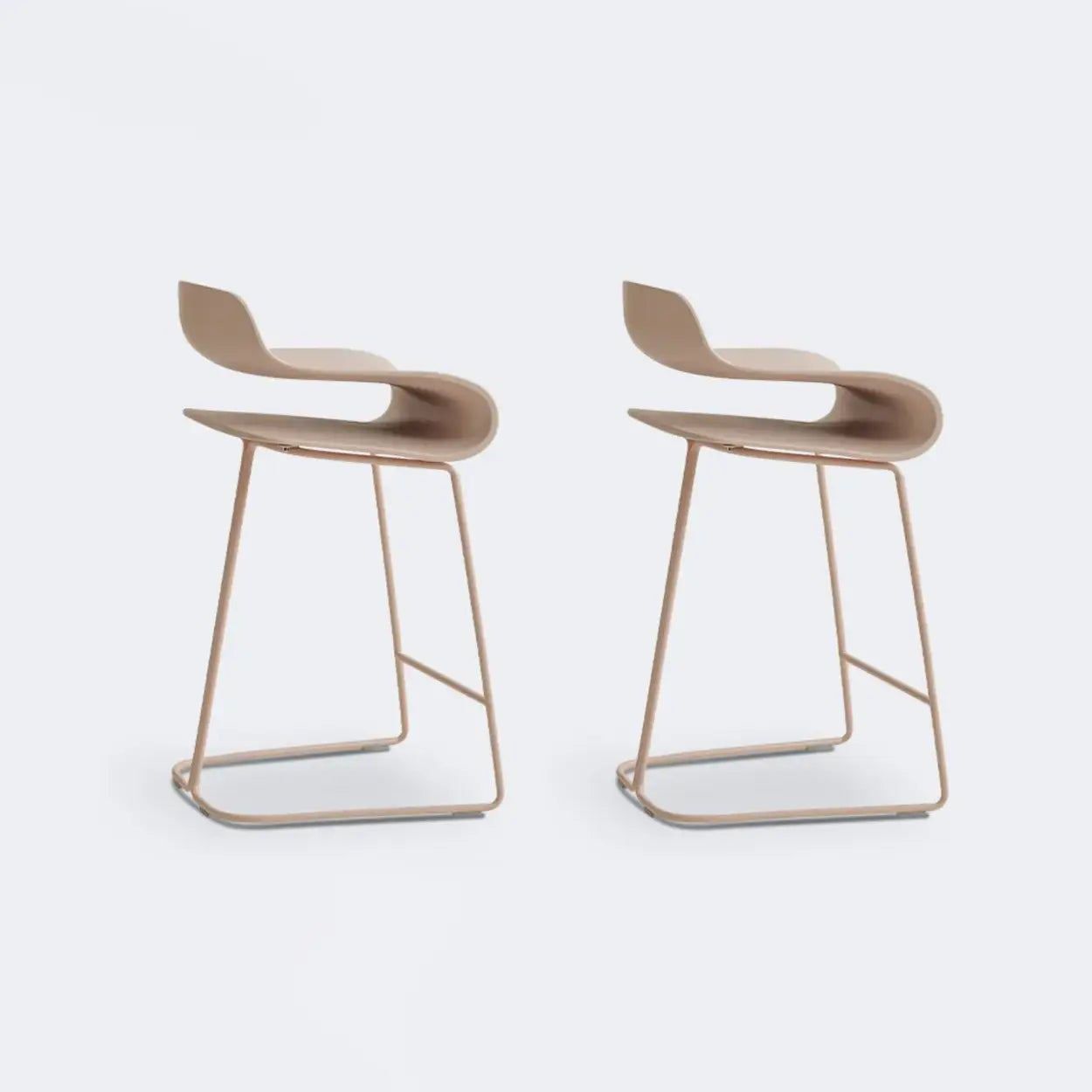 Industrial S-Curve Steel Low Back Armless Bar Stool — Black / 4 Piece Set