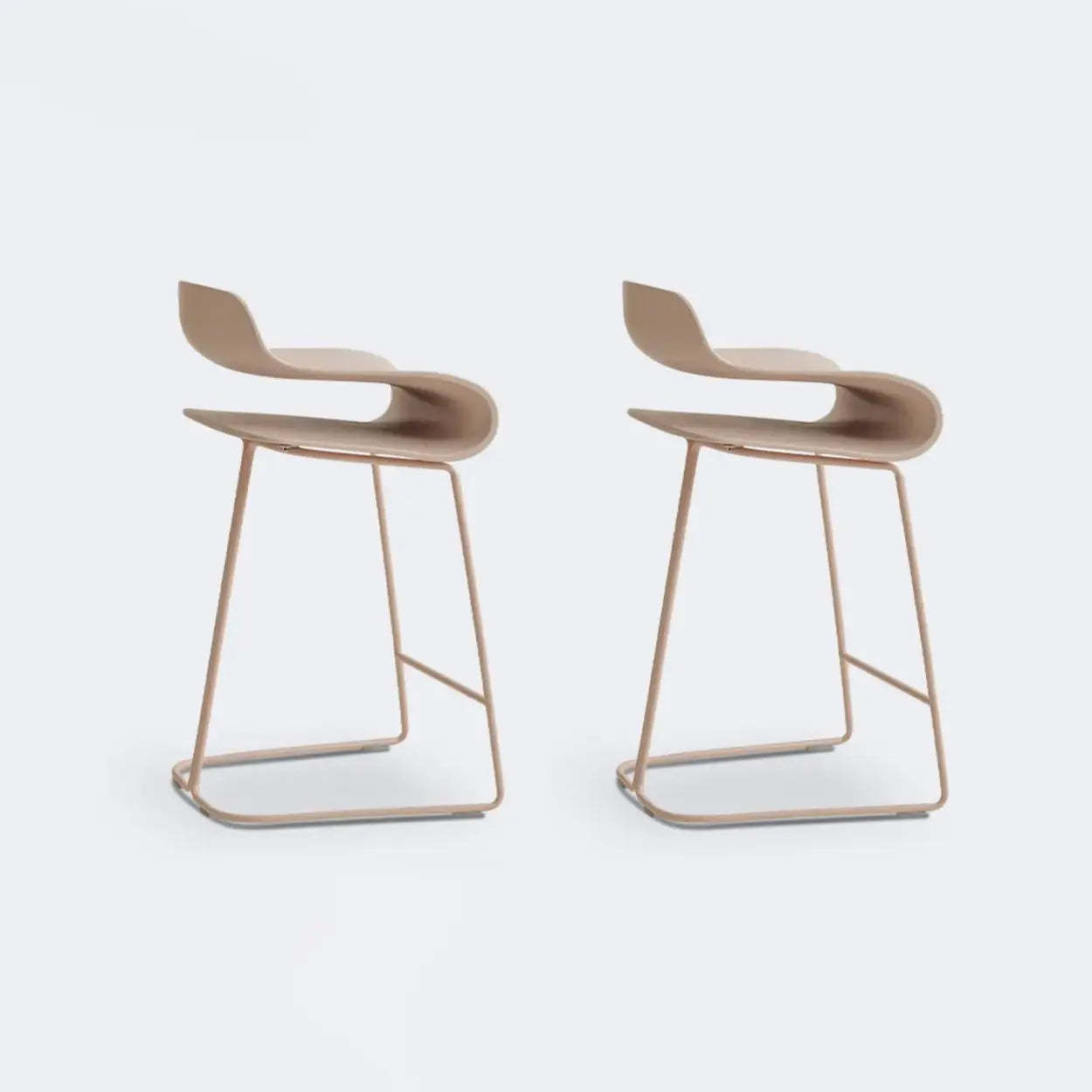 Industrial S-Curve Steel Low Back Armless Bar Stool — Black / 4 Piece Set