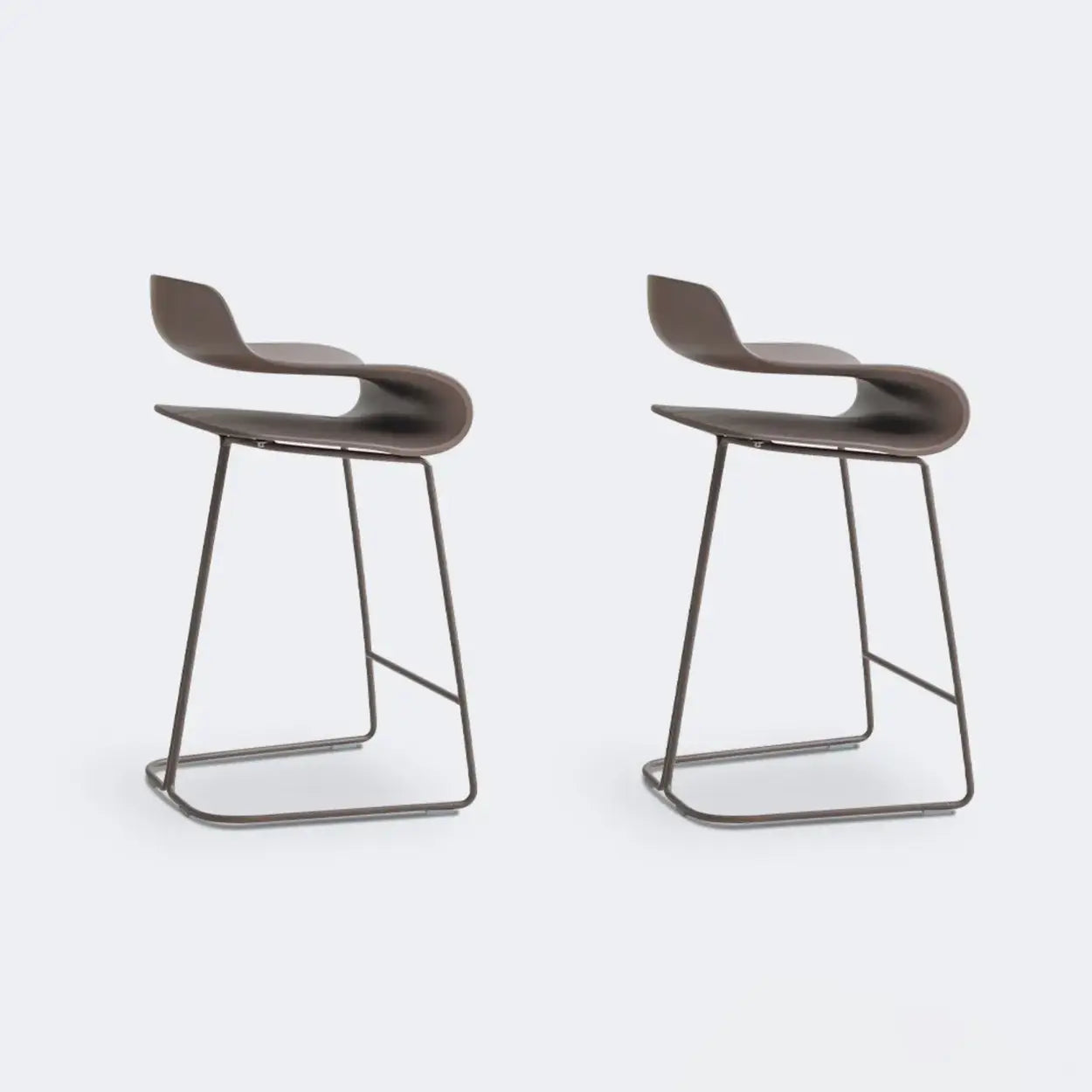 Industrial S-Curve Steel Low Back Armless Bar Stool — Champagne / 1 Piece
