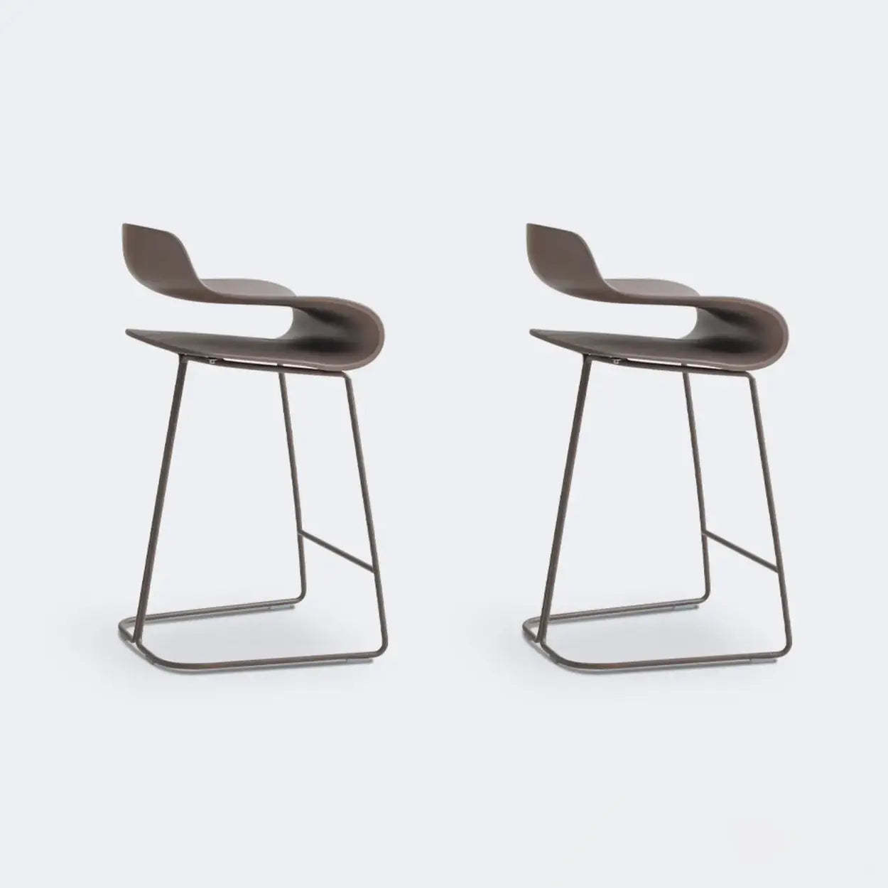 Industrial S-Curve Steel Low Back Armless Bar Stool — Champagne / 1 Piece