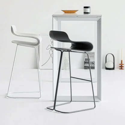 Industrial S-Curve Steel Low Back Armless Bar Stool — White / 1 Piece