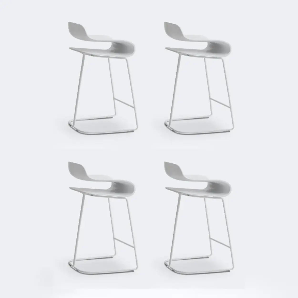 Industrial S-Curve Steel Low Back Armless Bar Stool — Champagne / 2 Piece Set