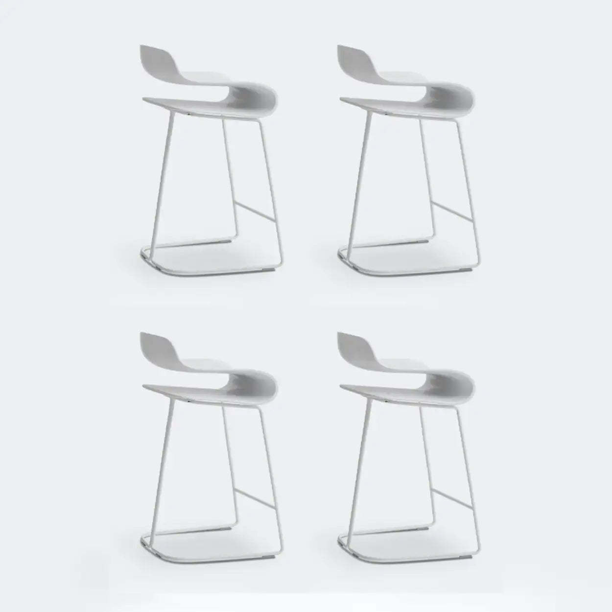 Industrial S-Curve Steel Low Back Armless Bar Stool — Champagne / 2 Piece Set