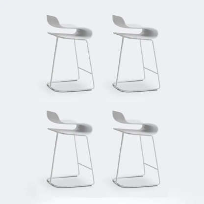 Industrial S-Curve Steel Low Back Armless Bar Stool — Champagne / 2 Piece Set