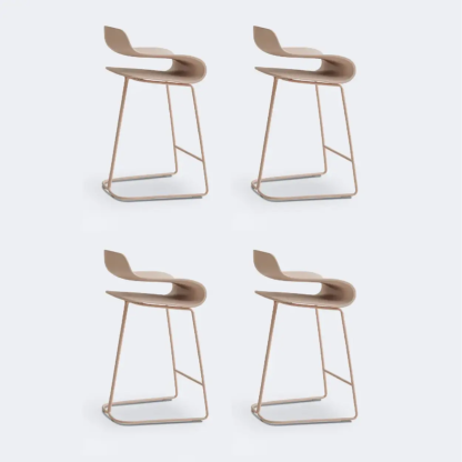 Industrial S-Curve Steel Low Back Armless Bar Stool — Champagne / 1 Piece