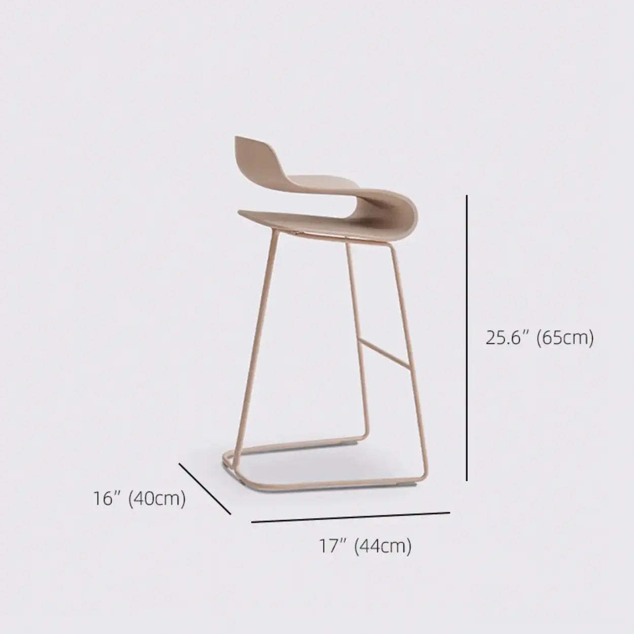 Industrial S-Curve Steel Low Back Armless Bar Stool — Champagne / 1 Piece