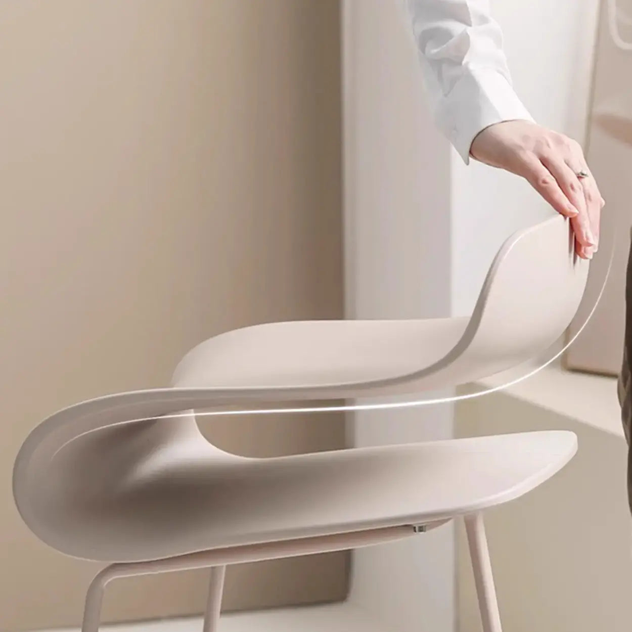 Industrial S-Curve Steel Low Back Armless Bar Stool — White / 1 Piece